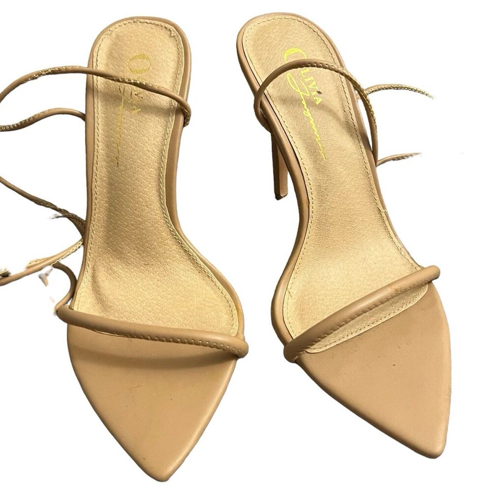 Fashion Nova Olivia Fargiano Camel Color Pointed Toe Wrap Stiletto Heel